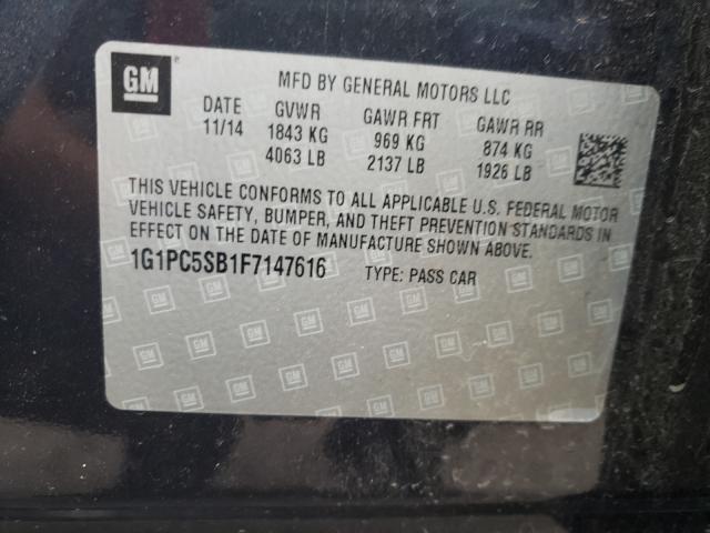 Photo 10 from auction – 2015 CHEVROLET CRUZE LT with VIN 1G1PC5SB1F7147616