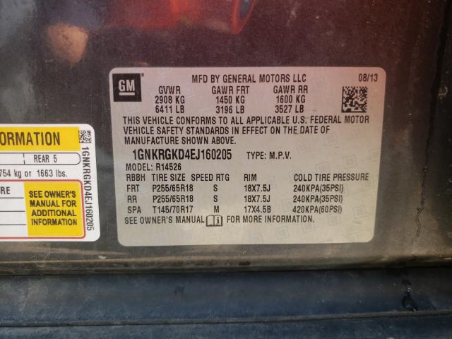 Photo 10 from auction – 2014 CHEVROLET TRAVERSE L with VIN 1GNKRGKD4EJ160205