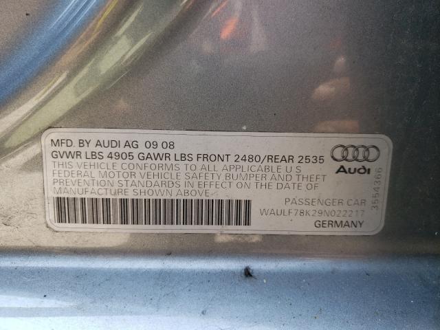 Photo 10 from auction – 2009 AUDI A4 2.0T QU with VIN WAULF78K29N022217