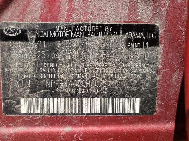 Photo 10 from auction – 2012 HYUNDAI SONATA GLS with VIN 5NPEB4AC5CH407724