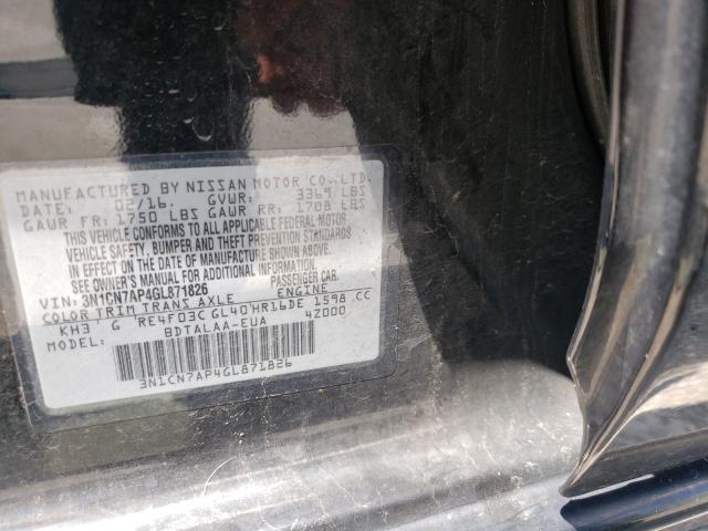 Photo 10 from auction – 2016 NISSAN VERSA S with VIN 3N1CN7AP4GL871826