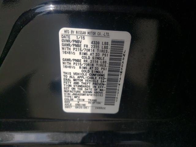 Photo 10 from auction – 2015 NISSAN ROGUE SELE with VIN JN8AS5MT4FW153152