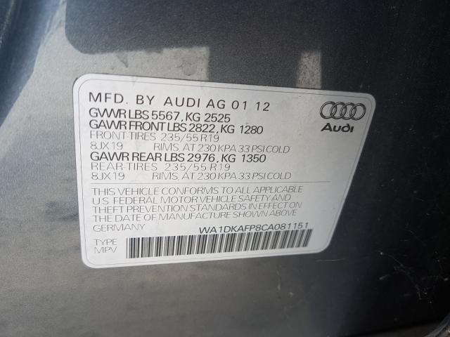 Photo 10 from auction – 2012 AUDI Q5 PREMIUM with VIN WA1DKAFP8CA081151
