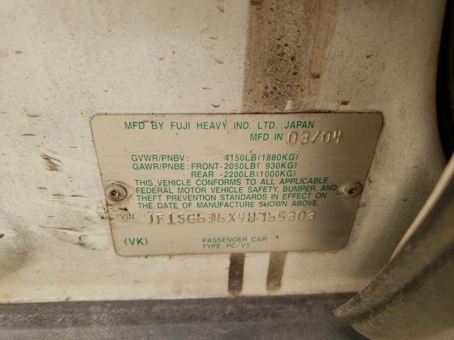Photo 10 from auction – 2004 SUBARU FORESTER 2 with VIN JF1SG636X4H765303