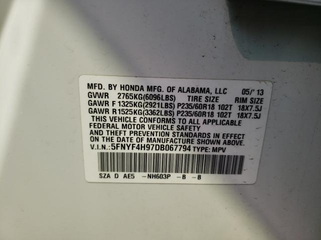 Photo 10 from auction – 2013 HONDA PILOT TOUR with VIN 5FNYF4H97DB067794