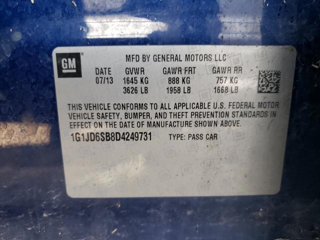Photo 10 from auction – 2013 CHEVROLET SONIC LT with VIN 1G1JD6SB8D4249731