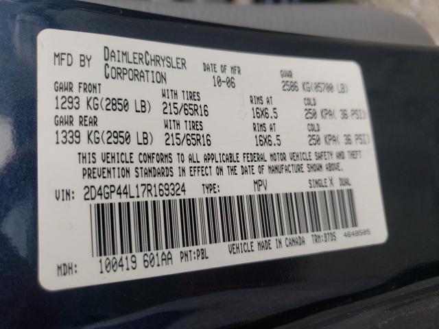 Photo 10 from auction – 2007 DODGE GRAND CARA with VIN 2D4GP44L17R169324