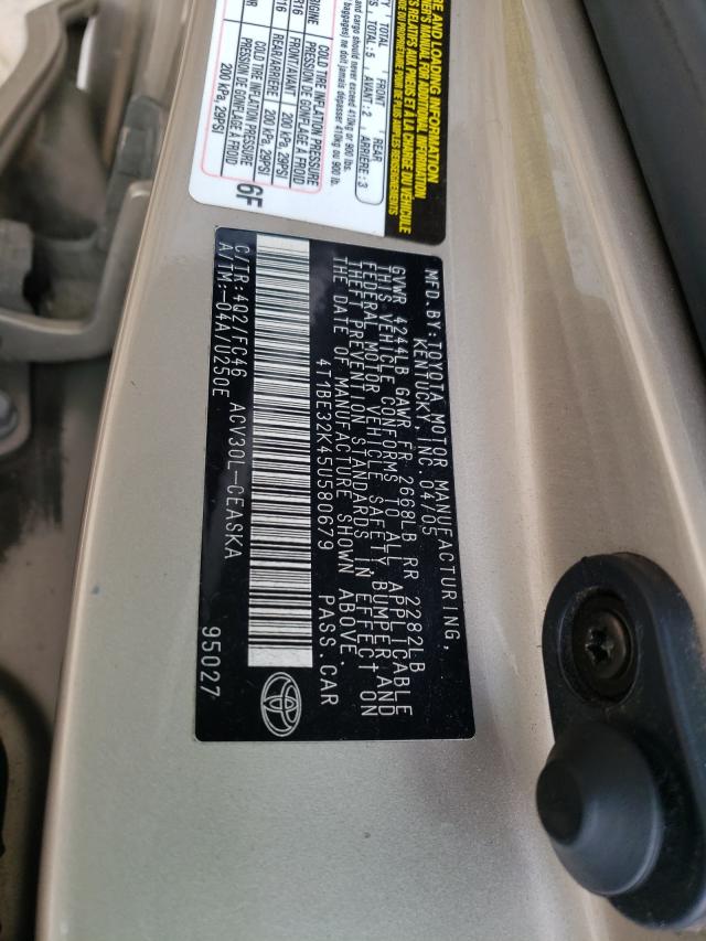 Photo 10 from auction – 2005 TOYOTA CAMRY LE with VIN 4T1BE32K45U580679