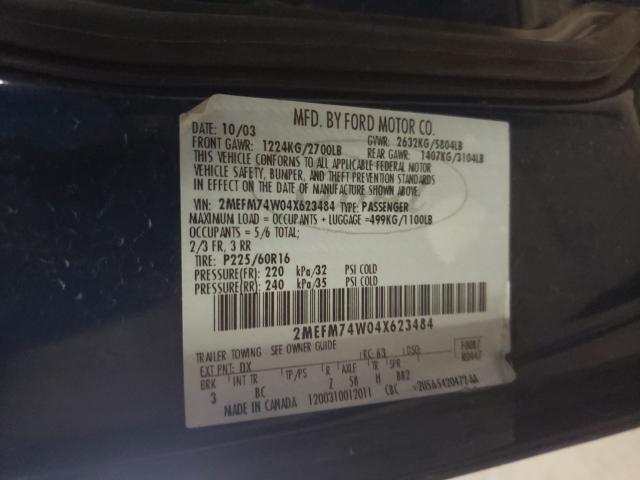 Photo 10 from auction – 2004 MERCURY GRAND MARQ with VIN 2MEFM74W04X623484