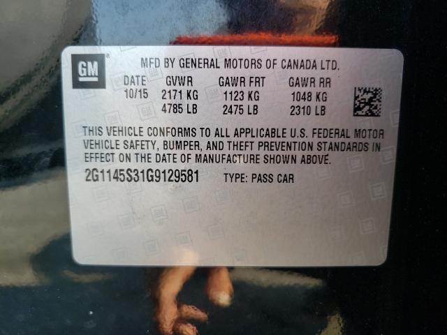 Photo 10 from auction – 2016 CHEVROLET IMPALA with VIN 2G1145S31G9129581