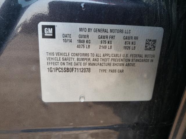 Photo 10 from auction – 2015 CHEVROLET CRUZE LT with VIN 1G1PC5SB0F7112078