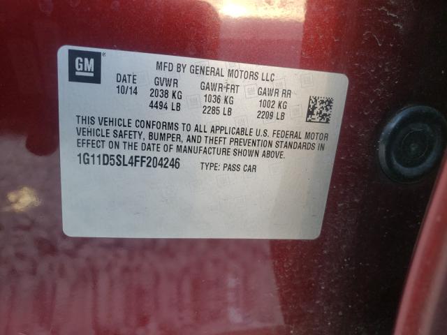 Photo 10 from auction – 2015 CHEVROLET MALIBU 2LT with VIN 1G11D5SL4FF204246