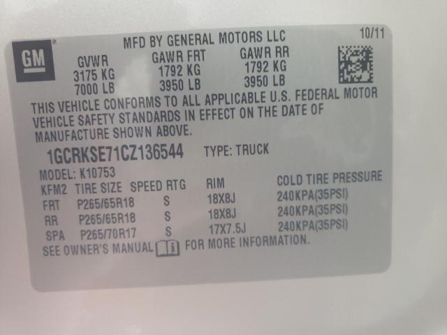 Photo 10 from auction – 2012 CHEVROLET SILVERADO with VIN 1GCRKSE71CZ136544