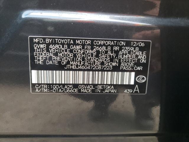 Photo 10 from auction – 2007 LEXUS ES 350 with VIN JTHBJ46G472087223