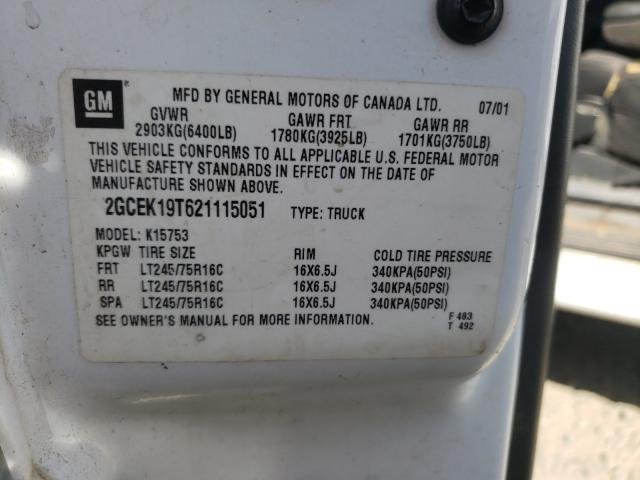 Photo 10 from auction – 2002 CHEVROLET SILVERADO with VIN 2GCEK19T621115051