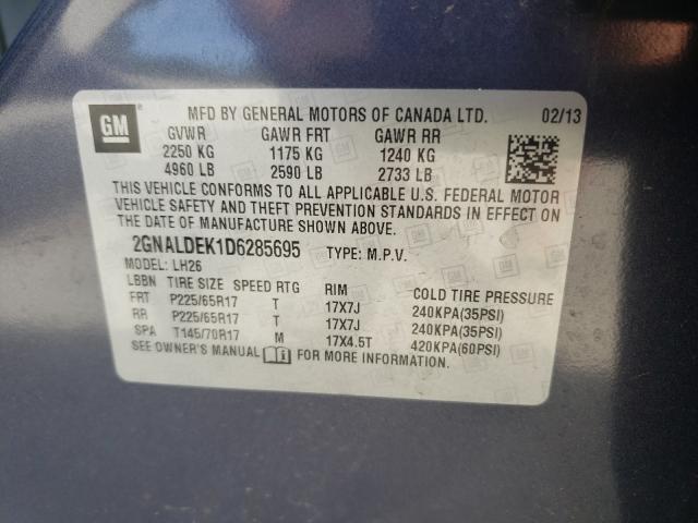 Photo 10 from auction – 2013 CHEVROLET EQUINOX LT with VIN 2GNALDEK1D6285695