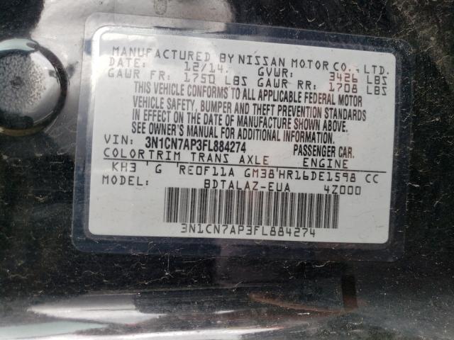 Photo 10 from auction – 2015 NISSAN VERSA S with VIN 3N1CN7AP3FL884274