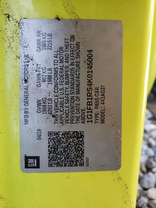 Photo 10 from auction – 2019 CHEVROLET CAMARO LS with VIN 1G1FB1RS4K0145004