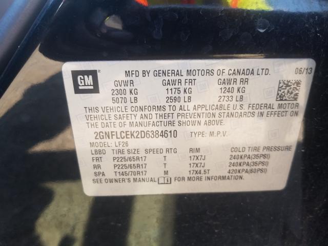Photo 10 from auction – 2013 CHEVROLET EQUINOX LS with VIN 2GNFLCEK2D6384610