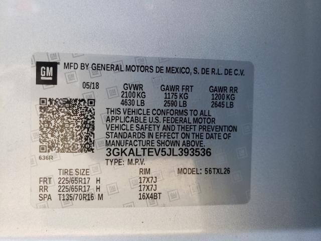 Photo 10 from auction – 2018 GMC TERRAIN SL with VIN 3GKALTEV5JL393536