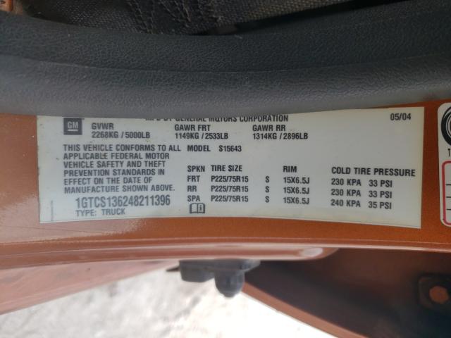 Photo 10 from auction – 2004 GMC CANYON with VIN 1GTCS136248211396