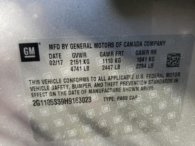 Photo 10 from auction – 2017 CHEVROLET IMPALA LT with VIN 2G1105S39H9163023