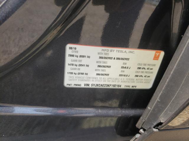 Photo 10 from auction – 2019 TESLA MODEL X with VIN 5YJXCAE23KF192184