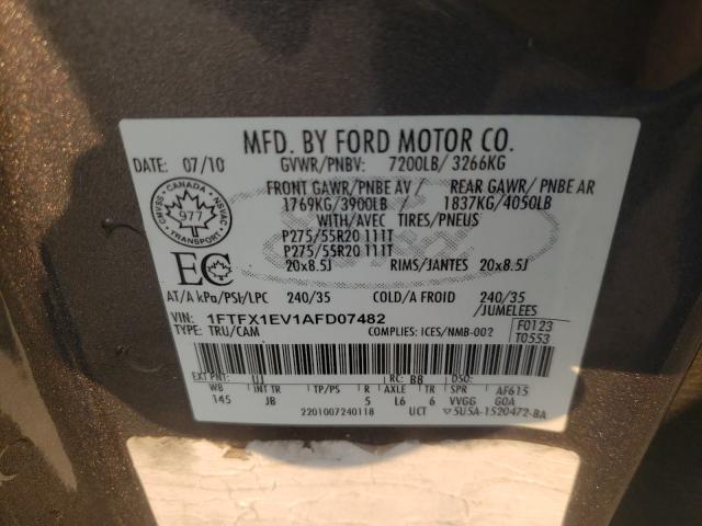 Photo 10 from auction – 2010 FORD F150 SUPER with VIN 1FTFX1EV1AFD07482