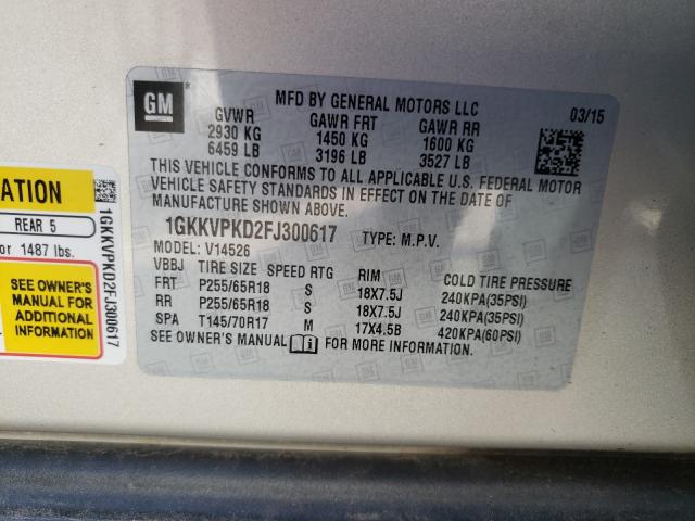 Photo 10 from auction – 2015 GMC ACADIA SLE with VIN 1GKKVPKD2FJ300617