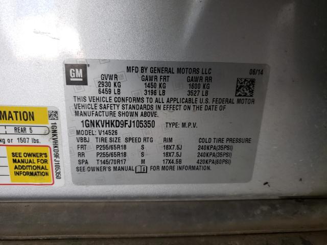 Photo 10 from auction – 2015 CHEVROLET TRAVERSE L with VIN 1GNKVHKD9FJ105350