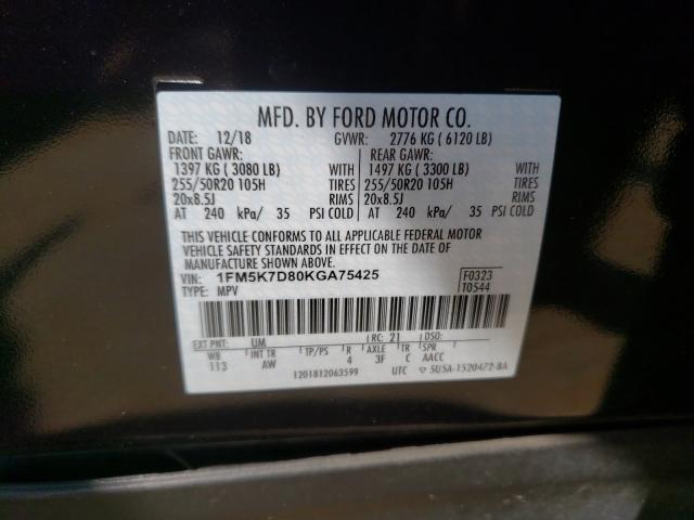 Photo 10 from auction – 2019 FORD EXPLORER X with VIN 1FM5K7D80KGA75425