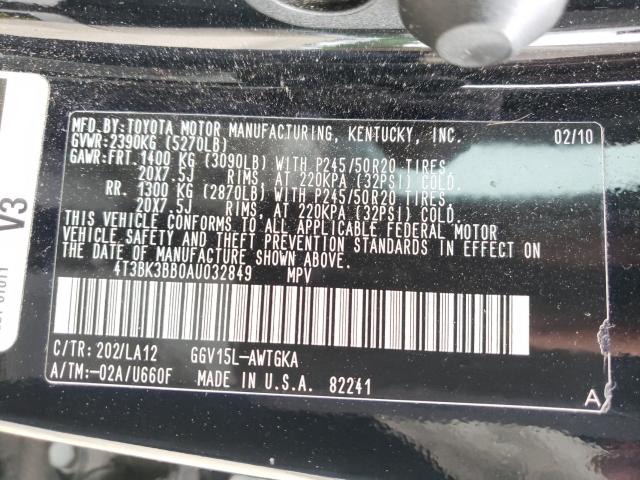 Photo 10 from auction – 2010 TOYOTA VENZA with VIN 4T3BK3BB0AU032849