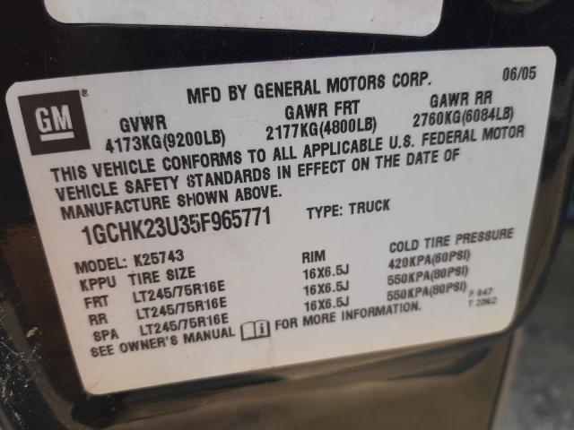 Photo 10 from auction – 2005 CHEVROLET SILVERADO with VIN 1GCHK23U35F965771