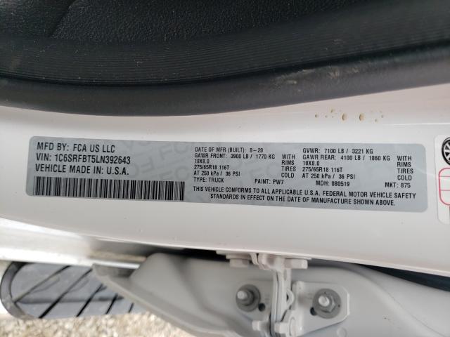 Photo 10 from auction – 2020 RAM 1500 BIG H with VIN 1C6SRFBT5LN392643