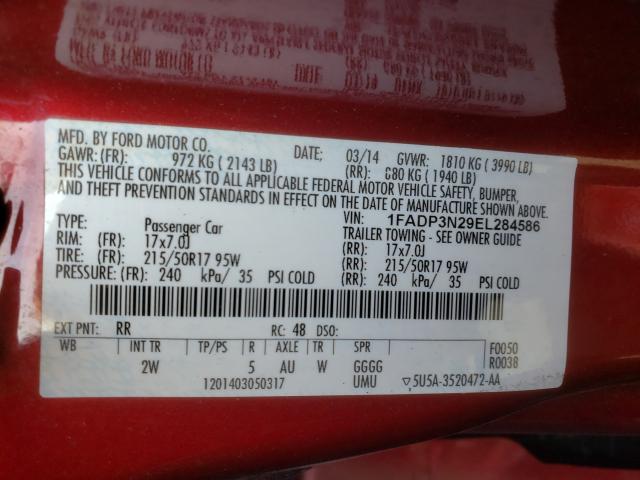 Photo 10 from auction – 2014 FORD FOCUS TITA with VIN 1FADP3N29EL284586