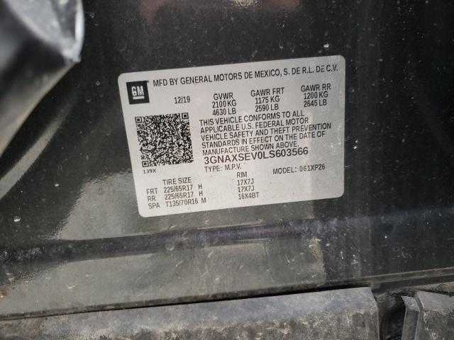 CHEVROLET EQUINOX LS 2020 with VIN 3GNAXSEV0LS603566 - Photo from auction