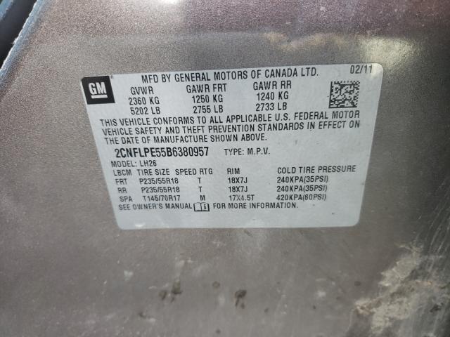 Photo 10 from auction – 2011 CHEVROLET EQUINOX LT with VIN 2CNFLPE55B6380957