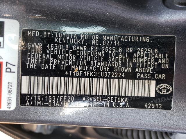 Photo 10 from auction – 2014 TOYOTA CAMRY L with VIN 4T1BF1FK3EU372224