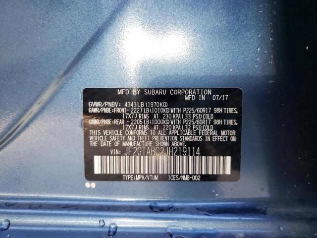 Photo 10 from auction – 2018 SUBARU CROSSTREK with VIN JF2GTABC2JH219114