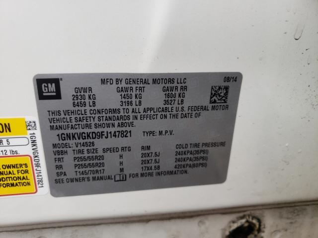 Photo 10 from auction – 2015 CHEVROLET TRAVERSE L with VIN 1GNKVGKD9FJ147821