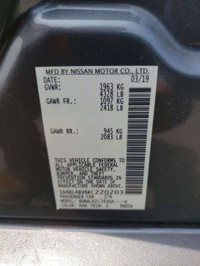 Photo 10 from auction – 2019 NISSAN ALTIMA S with VIN 1N4BL4BV6KC220203