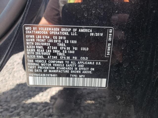 Photo 10 from auction – 2019 VOLKSWAGEN ATLAS SE with VIN 1V2YR2CA2KC578481