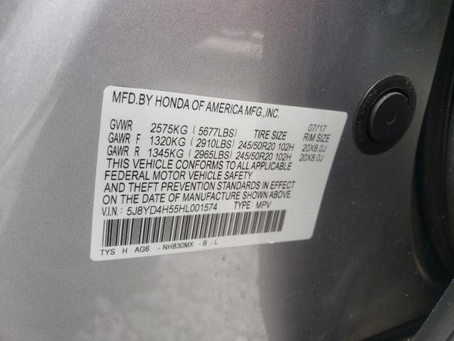 Photo 10 from auction – 2017 ACURA MDX TECHNO with VIN 5J8YD4H55HL001574