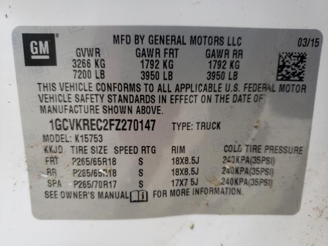 Photo 10 from auction – 2015 CHEVROLET SILVERADO with VIN 1GCVKREC2FZ270147