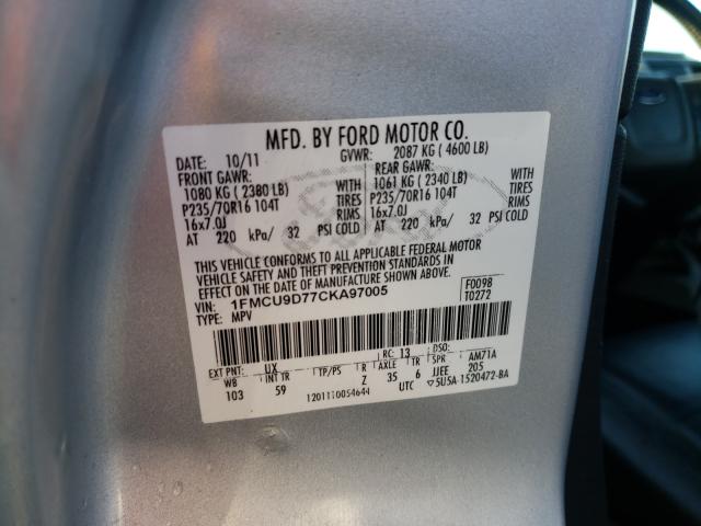 Photo 10 from auction – 2012 FORD ESCAPE XLT with VIN 1FMCU9D77CKA97005