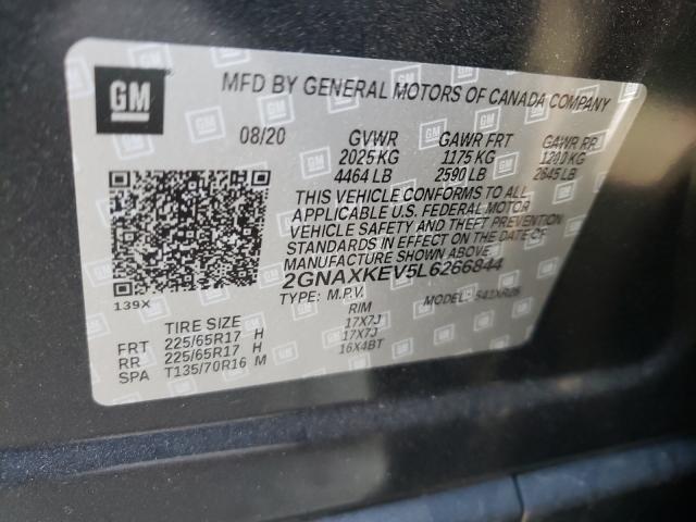 Photo 10 from auction – 2020 CHEVROLET EQUINOX LT with VIN 2GNAXKEV5L6266844