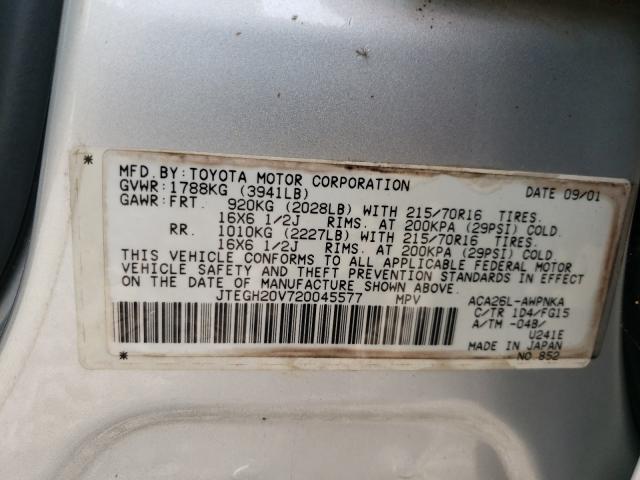 Photo 10 from auction – 2002 TOYOTA RAV4 with VIN JTEGH20V720045577