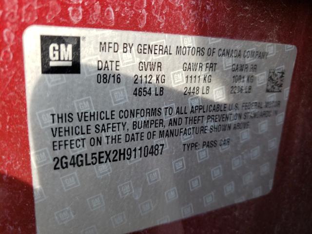 Photo 10 from auction – 2017 BUICK REGAL SPOR with VIN 2G4GL5EX2H9110487