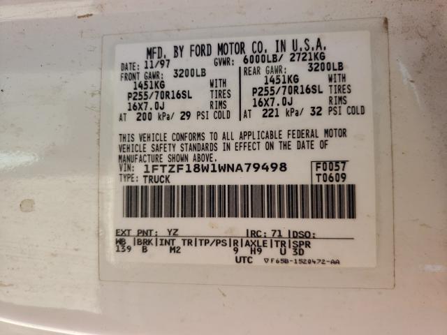 Photo 10 from auction – 1998 FORD F150 with VIN 1FTZF18W1WNA79498