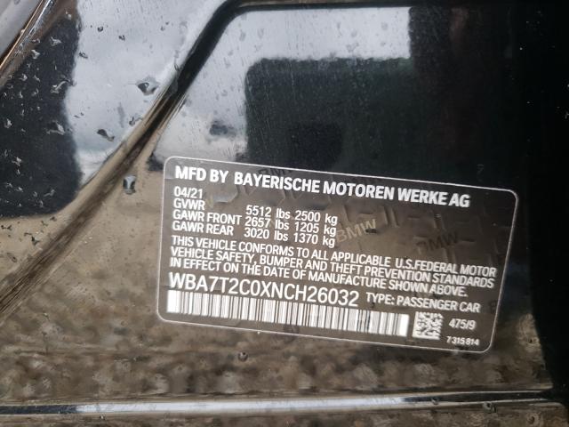 Photo 10 from auction – 2022 BMW 740 I with VIN WBA7T2C0XNCH26032